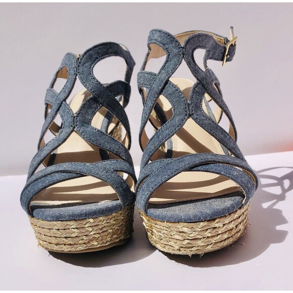 Jennifer Lopez Shoes Platform Demin Blue Size 6 - Picture 1 of 10